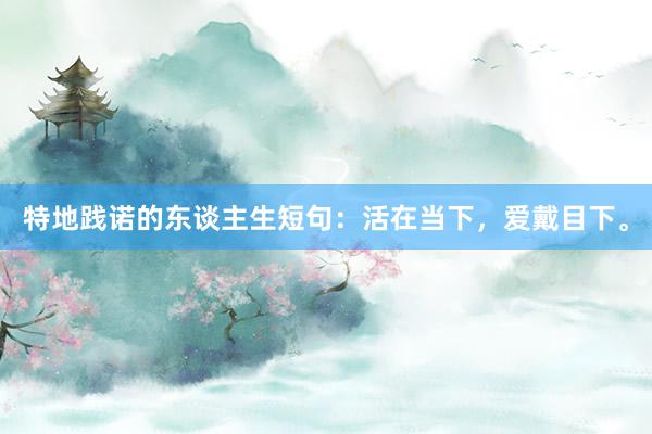 特地践诺的东谈主生短句：活在当下，爱戴目下。